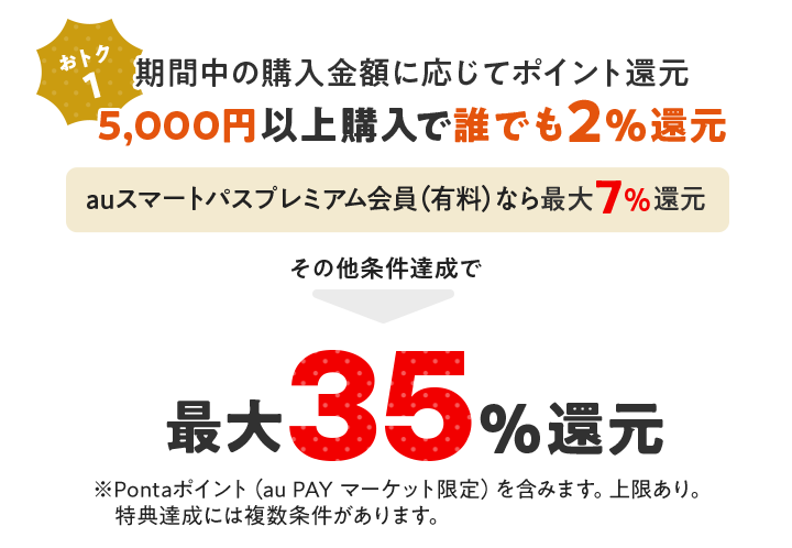 ポイント超超祭｜最大35％還元｜au PAY マーケット－通販サイト